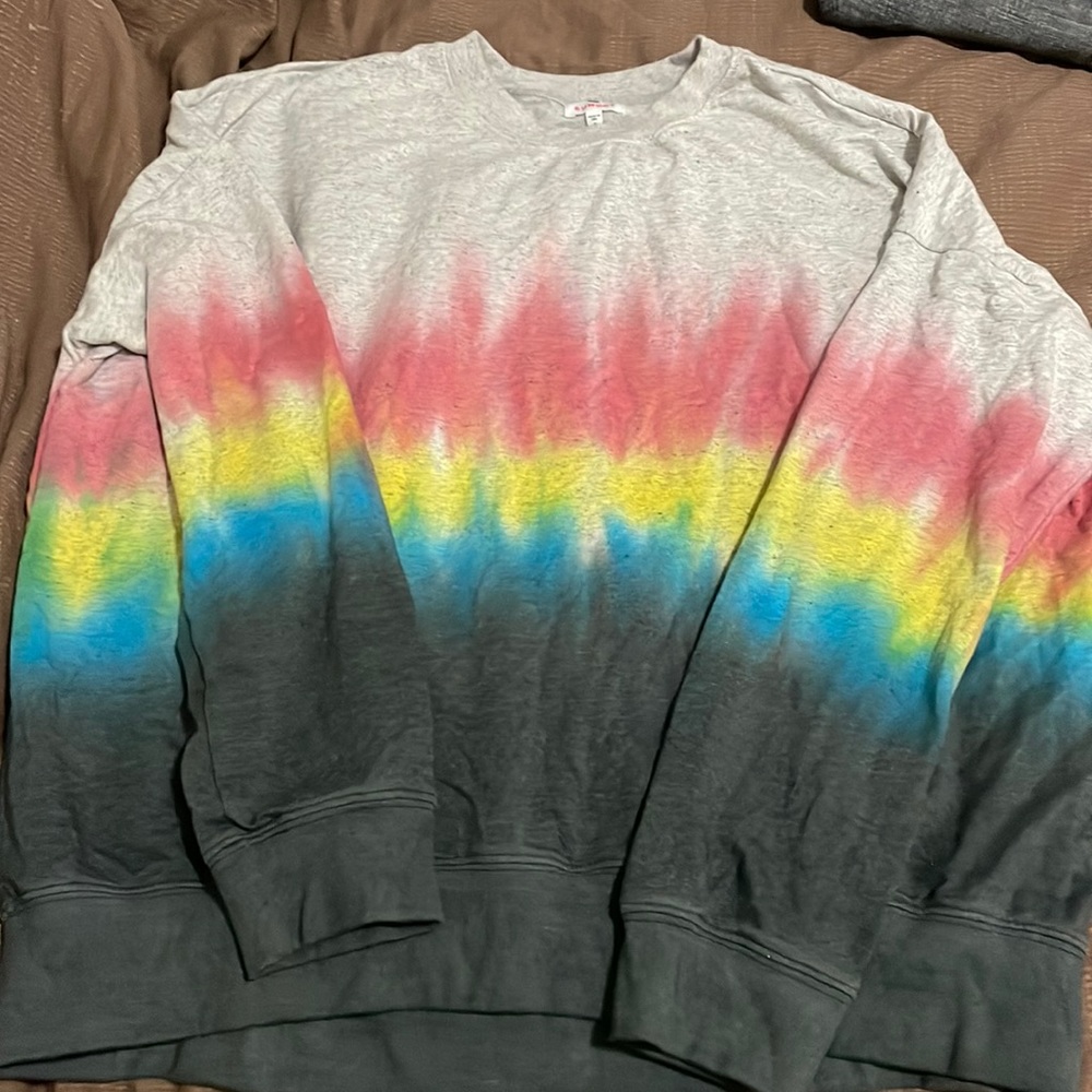 Sundry Gray Multicolor Tie-Dye Sweatshirt